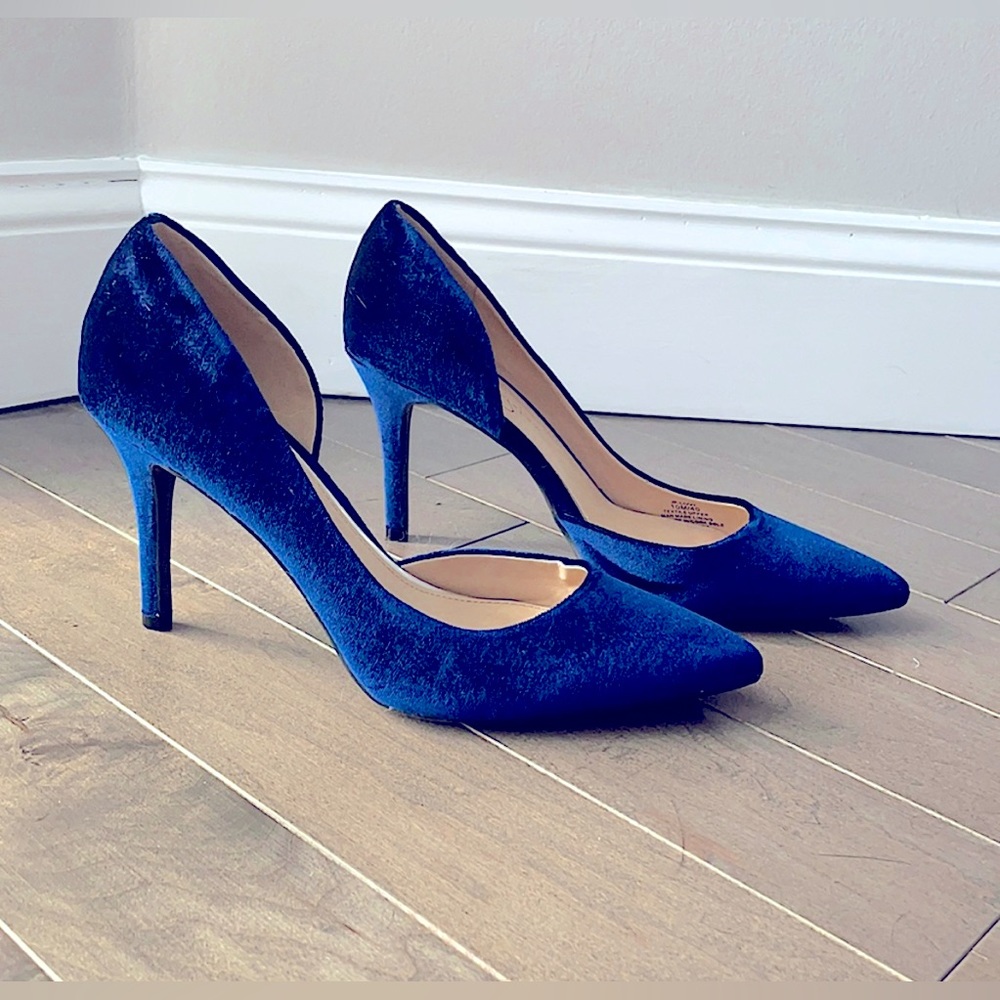Jessica Simpson Prizma Dorsay Blue Velvet Heels